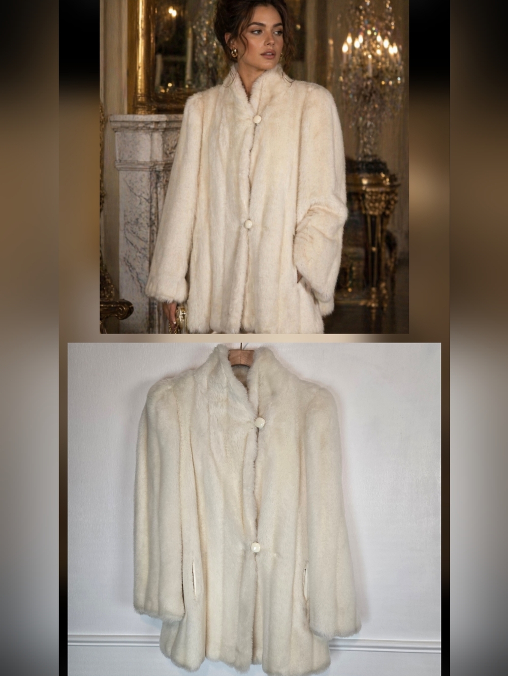 Intrigue Luxury Cream Faux Fur Coat Size 8 Or Small Medium Jacket